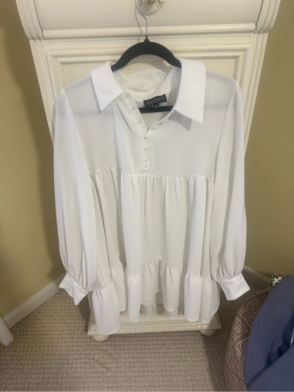 Danielle Bernstein White Babydoll Dress Size L